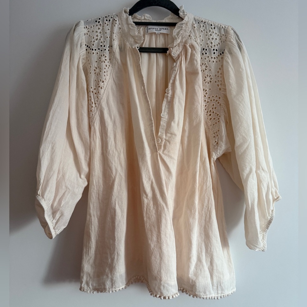 Apiece Apart Cream Eyelet Blouse